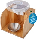 LiveFine Pil Dispenser Tipper (Dispenser tidak disertakan), Satu-Touch Operation, Automatic Pill Dispensing, Stylish Wooden Base, Compatible with LiveFine & Other Leading Model