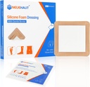 Silicone Foam Dressing with Gentle Adhesive Border 6 "x6", Bed Sore Pressure Ulcer Leg Ulcer Silicone Wound Bandage, High Absorbency Waterproof, 5 Pack by NeueHaut