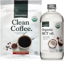 Natural Force Clean Coffee + Organic MCT Oil Bundle - 100% Pure Coconut MCTs & Mold & Mycotaxin Free Coffee - Non-GMO, Keto, Paleo, dan Vegan - 12 Oz Bags dan 16 Oz Glass Bottle