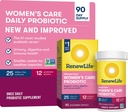 Renew Life Ultimate Flora Women 's Care Probiotic, 25 Milyar CFU, 90 Capsules (Paket May Vary)