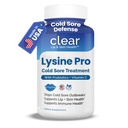 Lysine Cold Sore Treatment for Lips with Pre- Progories & VIT C 124; 1 Month Suply 124; Supercharged Lysine Capsules with Rhamnosus Acighodilus for Cold Sores Relief, Skin + Gut Health & Imune Support