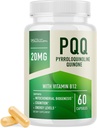 PQQ Suplemen 20mg 124; Mitokondrial Biogenesis & Energy Optimizer dengan CoQ10 & Vitamin B12; Supports Brain Health & Mitokondria Produksi 124; Ultra PQQ Formula 124la, Vegan, Gluten- Free 124; 60 Capsules