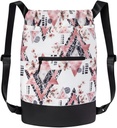 GOMOYO Flex Cech Drawstring Gym Bag for Women 124; Modern Floral Designs £124; Durable Lighlable Gym Cuck = 18 "x 14" x 7 "