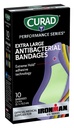 CURAD Performance Series IRONMAN Antibakteri Bandages, Extreme Hold Adhesive Technology, Extra Large Flexiable Fabric Bandages for Cuts, Scrapes, & Burns, Didukung Warna, 2 x 4 inch, 10 Count