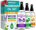 Venture Pal 3-Pack Topical Magnesium Oil Spray Set for Feet - Ideal Gift for Relaxation, Better Sleep, Muscle Relief for Legs & Joints, Healthy Hair & Skin. Absorpsi Cepat, Non- Greasy