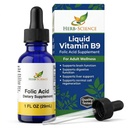 Liquid Vitamin B9 Acid Folic - VIT B Drops for Brain & Digetical Fungsi, Liver Dukung - GMO, Non- GMO, Vegan - Supplemen Nutroversi untuk Dewasa - 1 fs. oz.