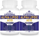 Lipomal Alpha Lipoic Acid 1600mg per Serving, Alpha lipoic Acid Suplemen untuk Kesehatan Antioksidant, Energi dan Metabalism- Gluten Bebas & Non GMO 120 Kapsul