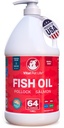 Fish Oil for Dogs - Healthy Skin & Coat, Salmon, Pollock, All Natural Suplement for Pets, Itching Scratching Allergy & Inflammation Pertahanan, Omega 3 EPA DHA, Brain & Heart Health, 64 oz