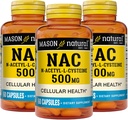 Mason Naca NAC N, Acetyl, L, Cysteine 500 mg, 6 Bulan Supply, Support Normal Cellular Health, Imune System Booster untuk Jenderal Wellness, 3 Pack
