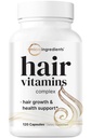 Micro Ingrediens Rambut Perkembangan Vitamin untuk Perempuan & Pria, 120 Capsules 12.14- 1 Formula dengan Biotin, Collagen, Keratin, Saw Palmetto & More 124; Close, Fuller, Nresshes Thinning & Loss Hair Support