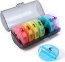 Weekly Pill Organizer 2 Times sehari, Travel Pill Box 7 Day, AM PM Dua kali sehari Kasus Pill, Portable Daily Vitamin Organizer for Medication, Vitamin, Fish Oil, Suplemen (Multiple-Color)