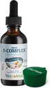 Maxi Health Raspberry Liquid Vitamin B Complex, Tambahan dengan Vitamin B12 - Sublingual B Drops for Kids with B1 B2 B5 B6 Biotin Acid, For Energy & Brain