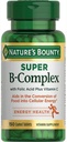 Nature 's Bounty Super B-complex dengan Acid Folic Plus Vitamin C, 300 Tablet (2 X 150 Menghitung Botol)