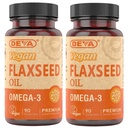 DEVA Vegan Organik Vitamin Flax Seed Oil - Rich in Omega- 3, Cold- Menekan & Unfure - 90 Kapsul, 2 - Pack