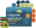 Klip Mosquito Repelent Stickers Pack for Kids & Adults Multi Color, Natural DEET-Free, Esticle Oil Infused 20 Bands with 30 Patches, Citronella Scent (50)