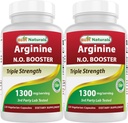 Terbaik L-Arginine NO Booster Tiga kali kekuatan 1300 mg Serving 120 Veg Capsules (120 Cacah (Paket 2))