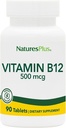 Natures Plus Vitamin B12 (Methylcobalamin) - 500 mcg, 90 Bilets Darah Berpotensi Tinggi-Merah-Tinggi - Natural Energy Booster, Promotes Overall Health - Gluten- Free-90-Servings