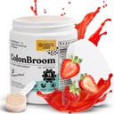 ColonBroom Psyllium Husk Powder (Strawberry) - Colon Cleanse for Bloating Relief & Gut Health - Colon Broom Powder Drinder - Vegan, Gluten Free, Non-GMO Fiber Qupder Suplemen, 60