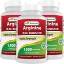 Terbaik L-Arginine NO Booster Tiga kali 1300 mg Serving 120 Veg Capsules (120 Cacah (Paket 3))
