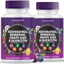 Resveratrol Berberine Grape Extract Quercetin - Polyphenol Suplement with Noni Extract, N- Acetyl Cysteine, Acai Extract - Made in The USA - 120 Capsules