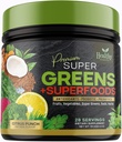 Suplemen Superfood Powder - Super Green Reds Smoothie Mix Blend with Spirulina, Wheat Grass, Chlorella, Beets, Progories, Natural Antioksidants - Vegan, Non-GMO - 28 Pelayan