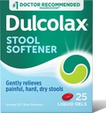 Dulcolax Stool Softtener Laxative Liquid Gel Capsules, Penyimpanan Lembut untuk Hard, Dry Stools, Docurate Sodium 100 mg, 25 Count