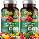 2-Pack N1N Premium Organic Green Superfood, Fruits & Vegories [28 Kuat Ingreations] Suplemen Alam dengan Alfalfa, Beet Root & Tart Cherry for Energy, Imunitas, Diffille, 120 Ct