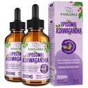 Liposal Ashwagandha Liquid Drops 2000mg, Ashwagandha Root Extract Suplement (7% Witnollides) dengan Black Pepper Extract & Prograte for Focus, Cognition & Energy - 4 FL.OZ (2 Botol)