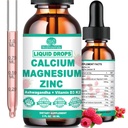 Kalsium Magnesium Zinc D3 dengan Calm Magnesium Glycinate Plus Ashwagandha, L-Theanine, Liquid Calcium dengan Vitamin D3 dan Magnesium Suplemen Imune, Bone, Muscle, Mood & Sleep Dupport