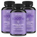 Soothe Hormone Balance for Women + Thyroid Dukungan bagi Perempuan (3- Pack); Manajer Cortisol, Mood Dukungan, & Metabolisme Booster; Adrenal Dukungan 124; Rhodiola, Iodin 124; Adaptogens, 180 derajat