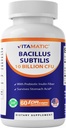 Vitamatic Bacillus Subtilis 10 Miliar per DR Capsule - 60 Count - Digeptical, Gut & Imune Health Support - Made with Prebiotic Inulin Fiber