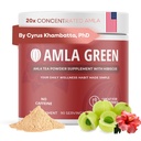 Amla Powder & Green Tea Superfood Tambahan dengan Hibiscus, 20x Ultra Terkonsentrasi Amla, Antioksidant Dukungan, Dibuat dengan Oolong Tea dan Indian Goseberry, Organik, Vegan, Hibiscus, 90 Servings