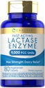 Carlyle Lactase Enzyme Pill 9000 FCC 124; 180 Tablet 12.4; Fast Act Dairy Relief Suplement Mc124; Max Support: 124; Non-GMO, Gluten Free
