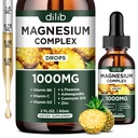 Triple Magnesium Complex Suplement, Magnesium Glycinate, Blend, Citrate Liquid Drops 100mg dengan Ashwagandha, CoQ10, Vitamin B6, C, D, Zinc - Vegan Pineapple Flavor