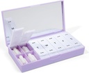 PORT X Polyish Designer Weekly Box Organizer Kotak Pill Weekly (AM / PM 2X Daily, Lilac) Compact, Stylish 7-Day Proplement Case Vitamin 124; Cute Portable Mini Travel Medical Carrier 124; BPA-Free Pilbox Caddy