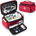 Penyimpanan Obat Kecil CURMIO Kosong, Family First Aid Box, Penyelenggara Botol Pil untuk Suplai Medis Darurat, Merah (Bag Only, Paten Mending)