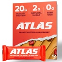 Atlas Protein Bar, 20g Protein, 1g Sugar, Clean Ingrediments, Gluten Free (Chocolate Variety, 12 Cacah (Paket 1)