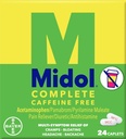 Midol Complete Caffeine Free Caplets 24ct: Midol Complete Caffeine Free Menstrual Relief Caplets with Acetaminopren, provides Headache Relief and Period Cromps Relief, 24 Count