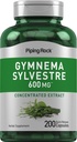 Piping Rock Gymnema Sylvestre Suplemen 600 mg 124; 200 Capsules 124; konsentrasi Herbal Ekstraksi 126; Non-GMO dan Gluten Bebas