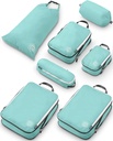Kompresi Besar Packing Cubes untuk Traveling-Packing Cube Organizers 7 Piece Set untuk Dicek Luggage- Ultralight, Expandable / Compression Bags by TRIPPED Travel Gear (DustyTeal / White)