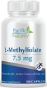 Alam Pasifik L- Methylfolat 7.5mg (60 Capsules) Bentuk Natural, Aktif Pemindahan Dukungan Kesehatan Overall - Gluten Bebas, Non- GMO