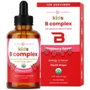 NutraChamps Vitamin B Kompleks untuk Anak-anak, B1, B2, B3, B6, B9, B9 & Metil B12, Anak B Kompleks Suplemen Liquid, Energi, Fokus, Metabolisme, Natural Berry, 120 Pelayan, 4 Bulan Tambahan