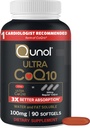 Quinol Ultra CoQ10 100mg Softgels- 3x Better Absorpsi, Antioksidant for Heart Health & Energy Produksi, Koenzim Q10 Vitamin and Suplemen, 3 Bulan, 90 Count