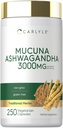Carlyle Mucuna dengan Ashwagandha 124; 3000mg 124; 250 Capsules 14; Mucuna Pruriens Suplemen 124; Vegetarian, Non-GMO, Gluten Bebas
