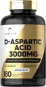 Carlyle D Aspartic Acid Capsules 3000mg = 124; 180 Count 124; DAA Suplemen untuk Pria dan Wanita; Advanced Athlete Formula 124; Non-GMO & Gluten Free