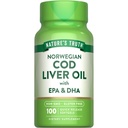 Nature 's Truth Norwegia Cod Liver Oil 124; 100 Softgeels 124; dengan EPA & DHA 124; Non-GMO & Gluten Free Suplemen