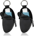 Asma Inhaler Holder Protect Portable Bag Carrying Holder PU Leather Travel Inhaler Mini Bag for L- Shaped Inhaler, Inhaler Tidak disertakan (Hitam, 2PCS)