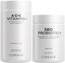Codeage Daily ADK Vitamin & Probiotic Bundle - Vitamin A Retinyl Palmitate, Vitamin D3 Cholecalferol, Vitamin K, 50 Milyar CFU SBO Probiotic Blend, Non-GMO