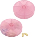 Portable Weekly Pill Organizer 7 Day Pill, Round Pill Case Friendly, Daily Week Pil Reminder Case, BPA- Free Vitamin, Suplemen, Fish Oil, Medication Planner (Pink)