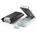 Pill Cutter dengan Perangkat Auto Cending, Aluminum Pill Splitter dengan Blade Snainless 316L, Kasus Leather Genuine, Obat Pill Profesional untuk Cutting Small Pills atau Large (Silver)